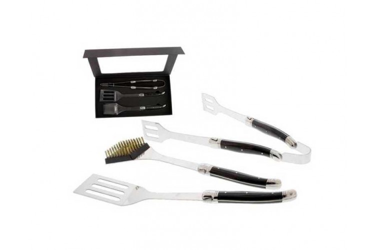 Coffret barbecue 3 ustensiles Pradel Excellence inox manche pakka noir