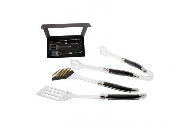Coffret barbecue 3 ustensiles Pradel Excellence inox manche pakka noir