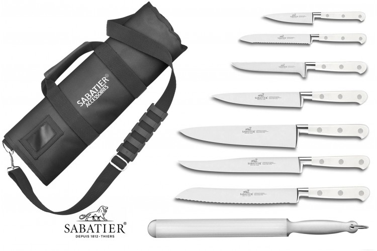 Mallette Sabatier Toque Blanche 7 couteaux fabrication fran&ccedil;aise + 1 fusil