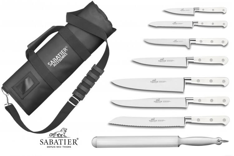 Mallette Sabatier Toque Blanche 7 couteaux fabrication française + 1 fusil