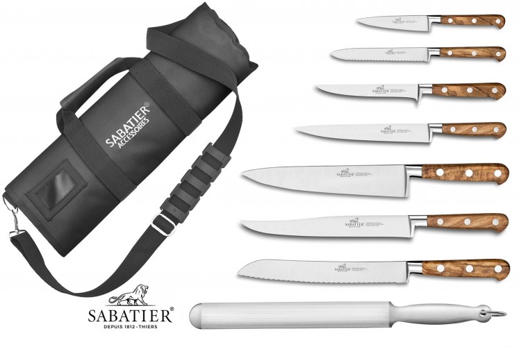 Mallette cuisinier Sabatier Proven&ccedil;ao 7 couteaux fabrication fran&ccedil;aise + 1 fusil