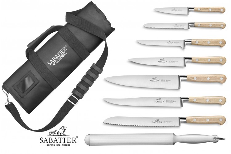 Mallette cuisine Sabatier Broc&eacute;liande 7 couteaux fabrication fran&ccedil;aise + 1 fusil
