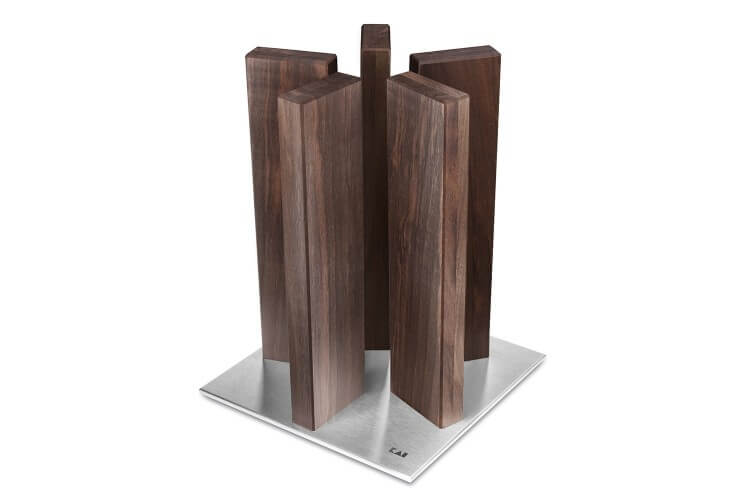 Bloc vide KAI Stonehenge aimanté noyer et inox pour 10 couteaux