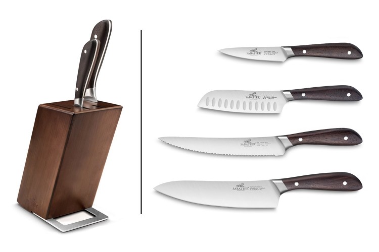 Bloc en noyer + 4 couteaux Sabatier International Country