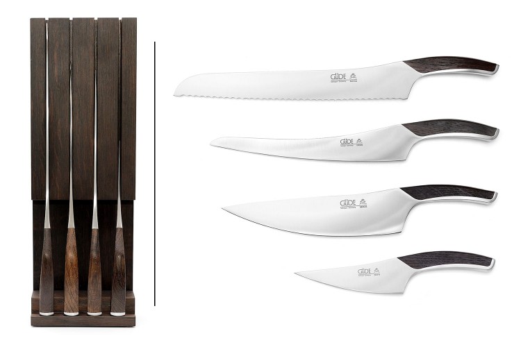 Set de 4 couteaux Gude Synchros + porte couteaux