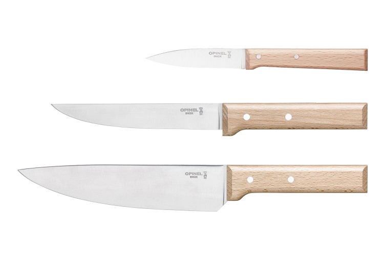Coffret 3 couteaux Opinel Parall&egrave;le Office + D&eacute;couper + Chef