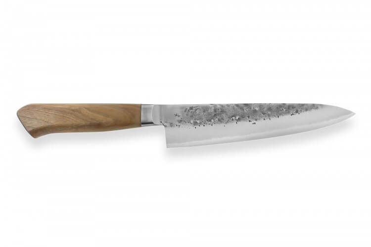 Couteau de chef japonais artisanal Wusaki Nogami BS2 18cm manche noyer 