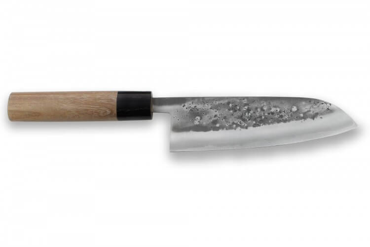 Couteau santoku japonais artisanal Wusaki Nakata BS2 16.5cm manche en noyer