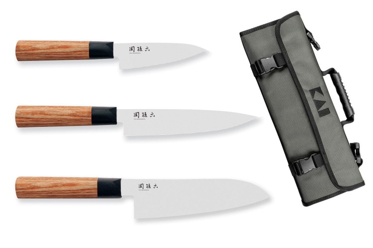 Mallette 3 couteaux de cuisine Kai Seki Magoroku Redwood