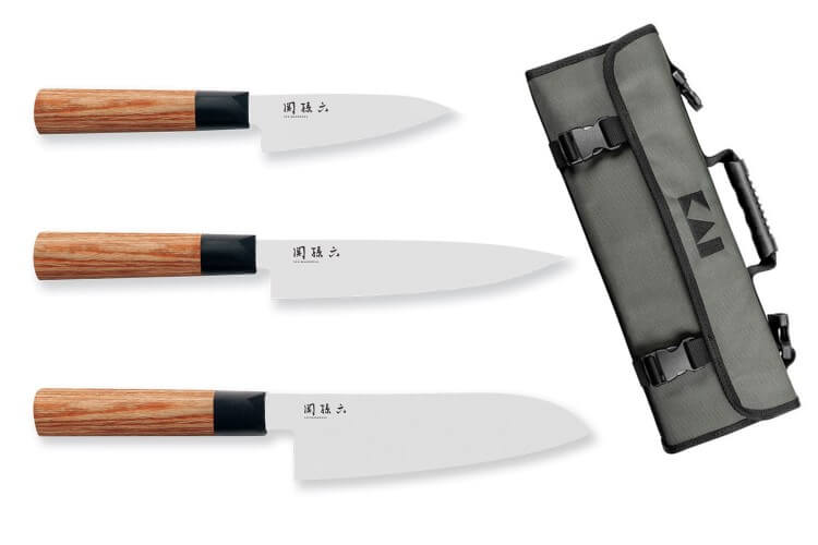 Mallette 3 couteaux de cuisine Kai Seki Magoroku Redwood