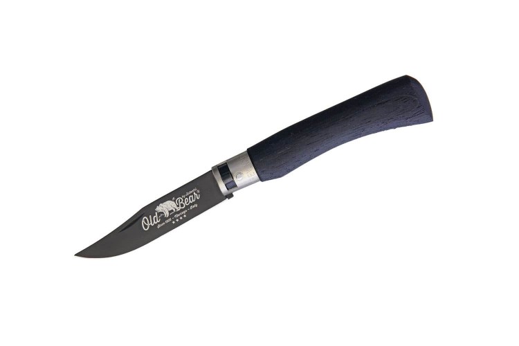 Couteau artisanal Old Bear Total Black manche bois d'Ayous stratifi&eacute;