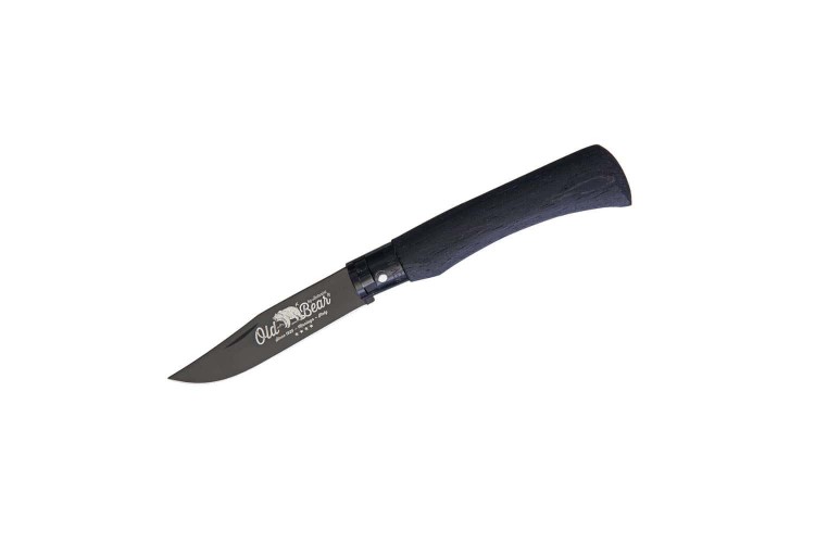 Couteau artisanal Old Bear Total Black manche bois d'ayous stratifi&eacute;