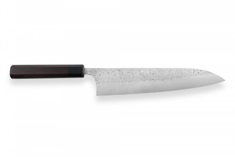 Couteau de chef japonais artisanal martelé Yu Kurosaki Shizuku 24cm acier SG2