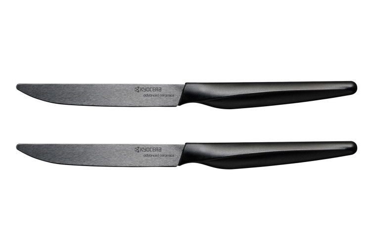 Coffret 2 couteaux &agrave; steak Kyocera lames c&eacute;ramique noire