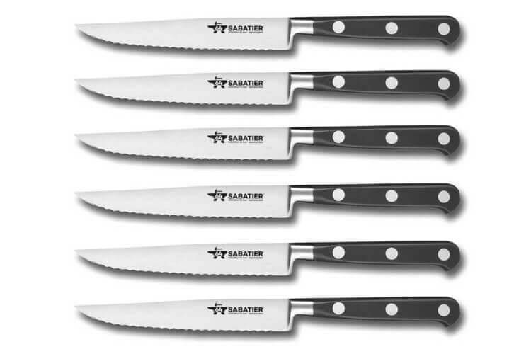 Coffret 6 couteaux à steak Fischer Sabatier 64 lame dentelée 12.5cm