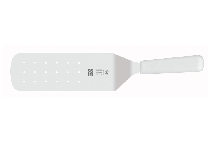 Spatule professionnelle Icel lame perforée 20cm manche blanc