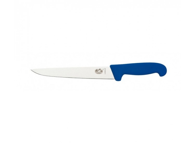 Couteau &agrave; saigner/d&eacute;couper, manche fibrox bleu, lame inox 20 cm Victorinox