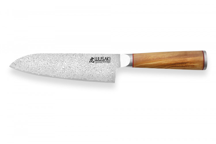 Couteau santoku Wusaki Fujiko VG10 18cm manche olivier