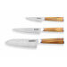 Coffret 3 couteaux Wusaki Fujiko VG10 olivier Santoku + Universel + Office