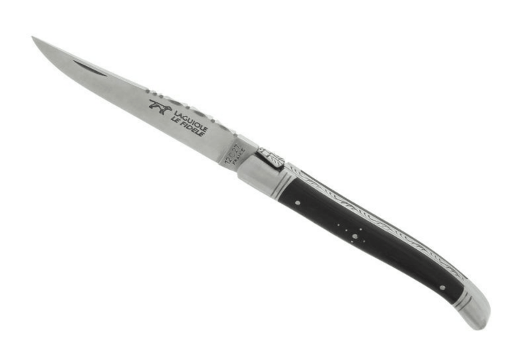 Couteau pliant Laguiole LE FIDELE acier Sandvik manche bois d'&eacute;b&egrave;ne 12cm