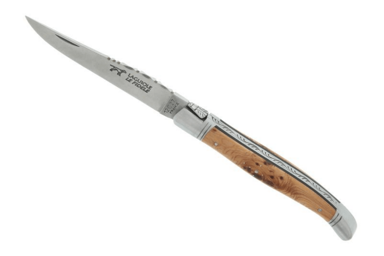 Couteau pliant Laguiole LE FIDELE acier Sandvik manche bois de gen&eacute;vrier 12cm