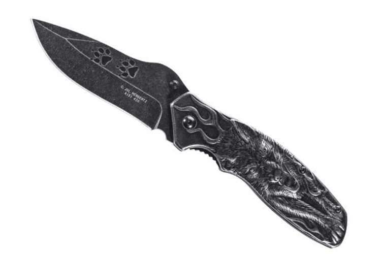Couteau pliant Herbertz 582212 lame acier manche inox décor loup