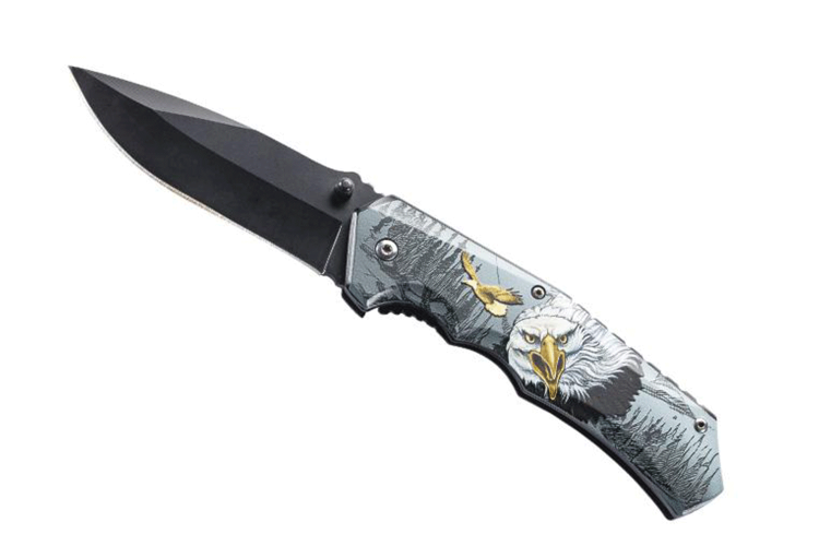 Couteau pliant Herbertz 584212 lame acier manche inox d&eacute;cor aigle