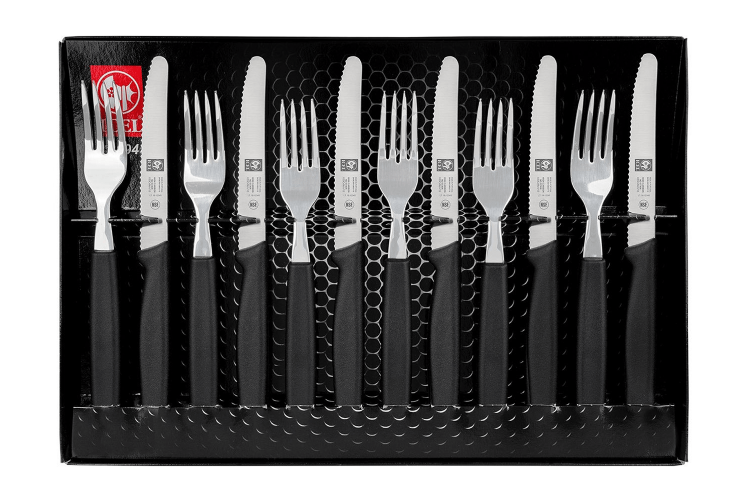 M&eacute;nag&egrave;re 12 pi&egrave;ces Icel acier inox couteaux bouts ronds