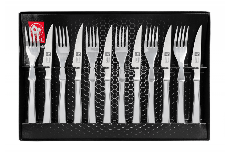 M&eacute;nag&egrave;re 12 pi&egrave;ces Icel acier inox couteaux bouts pointus