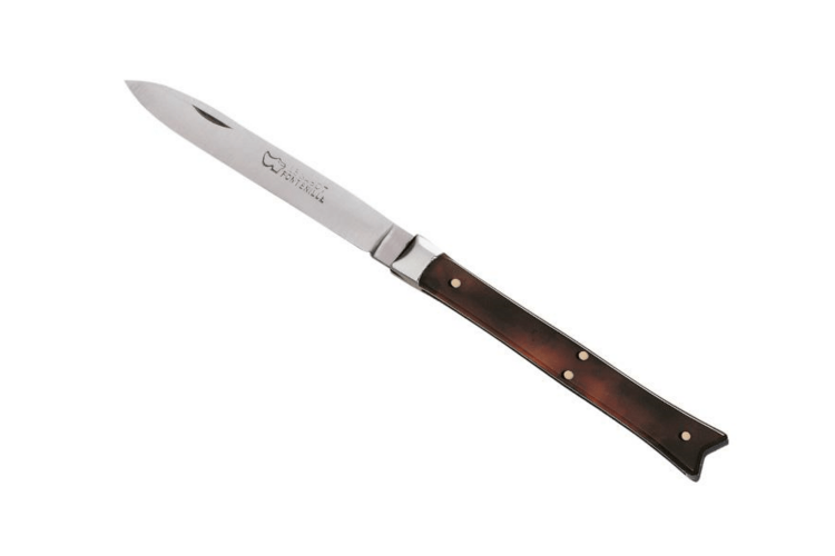 Couteau pliant AU SABOT Queue de Poisson acier carbone manche rhodoid fa&ccedil;on &eacute;caille 9cm