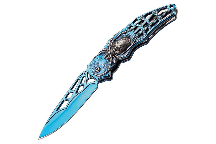 Couteau pliant Herbertz n°586412 manche araignée inox bleu 12cm