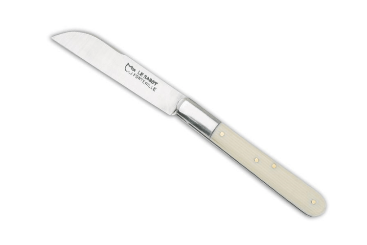 Couteau pliant AU SABOT Le Langres acier carbone manche rhodoid fa&ccedil;on ivoire 9cm