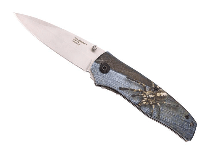 Couteau pliant Herbertz n°575412 manche inox 12cm décor araignée