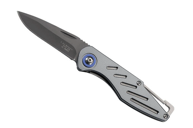 Couteau pliant Herbertz 580512 manche aluminium gris 10cm + mousqueton