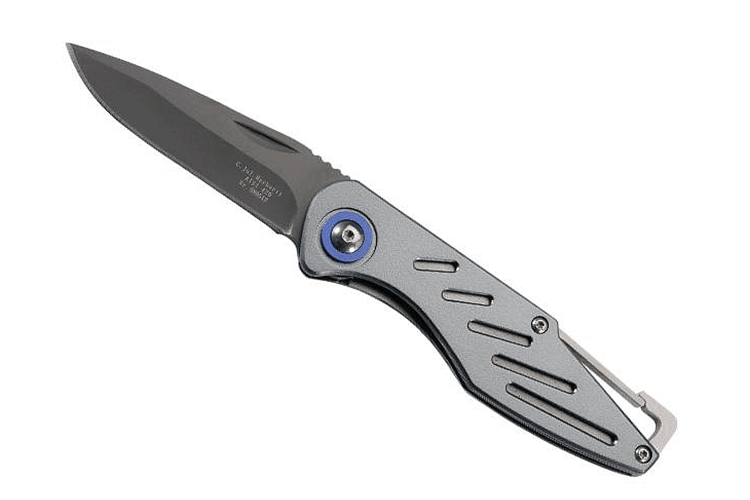 Couteau pliant Herbertz 580512 manche aluminium gris 10cm + mousqueton