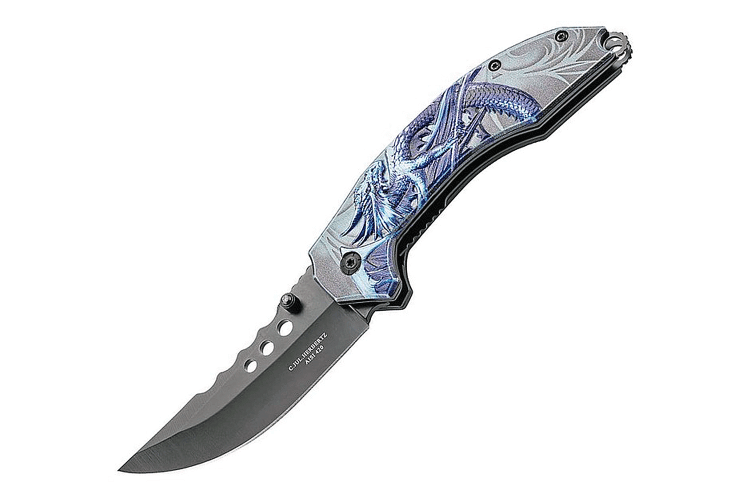 Couteau pliant Herbertz manche alu 11.5cm décor dragon