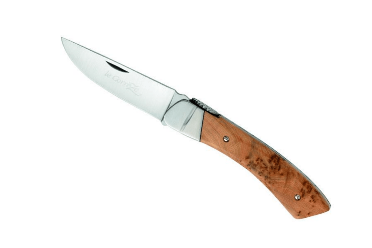 Couteau pliant Le CORR&Egrave;ZE acier inox Z100 manche bois de gen&eacute;vrier 12cm