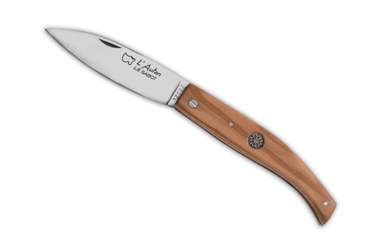 Couteau pliant AU SABOT L'Autan acier Sandvik manche olivier 11cm