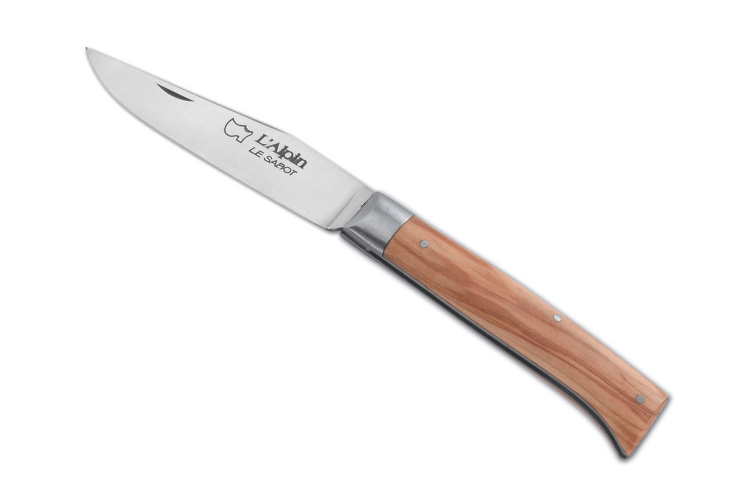 Couteau pliant Au Sabot L'Alpin acier Sandvik manche olivier 10cm