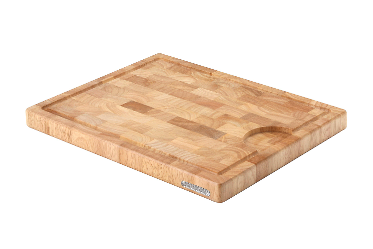 Planche &agrave; d&eacute;couper Continenta bois d'h&eacute;v&eacute;a effet mosaique avec rigole