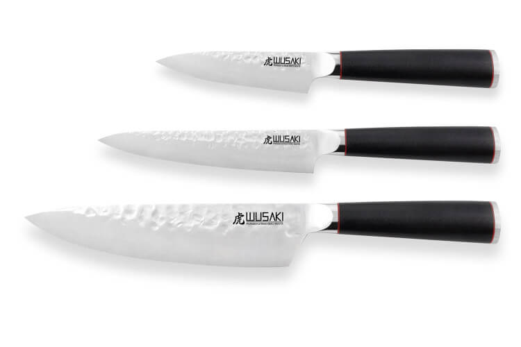 Coffret 3 couteaux Wusaki Hayato X50 manches G10 Chef + Universel + Office
