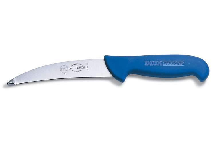 Couteau &agrave; tripes Dick Ergogrip lame courb&eacute;e 15cm manche bleu