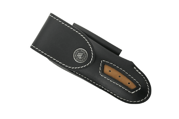 Etui Max CapdeBarthes T cuir noir 12cm pour couteaux pliants