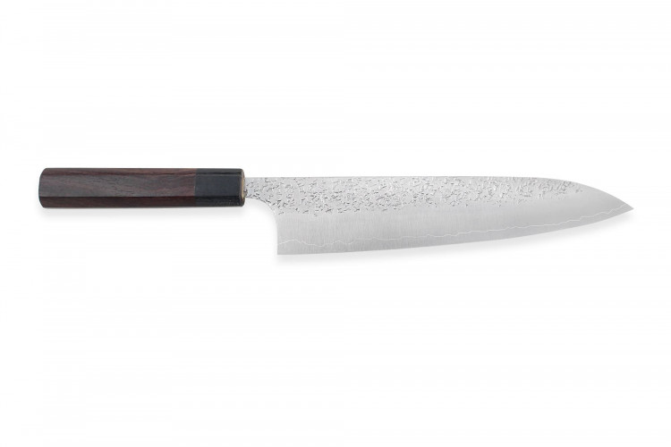 Couteau de chef japonais artisanal martel&eacute; Yu Kurosaki Shizuku 21cm acier SG2