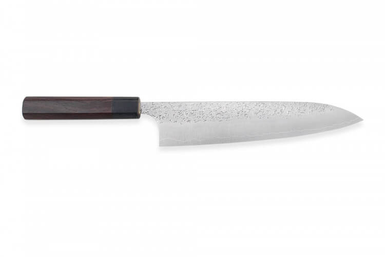 Couteau de chef japonais artisanal martelé Yu Kurosaki Shizuku 21cm acier SG2