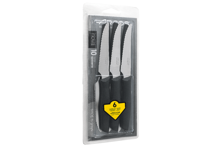 Set de 6 couteaux &agrave; steak Arcos Nova lame dent&eacute;e 11cm