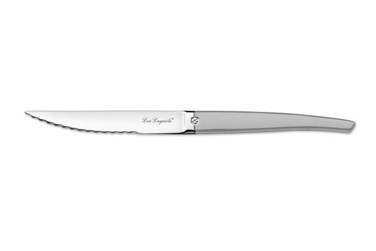 Couteau &agrave; steak dentel&eacute; Lou Laguiole Jet sabl&eacute; gris