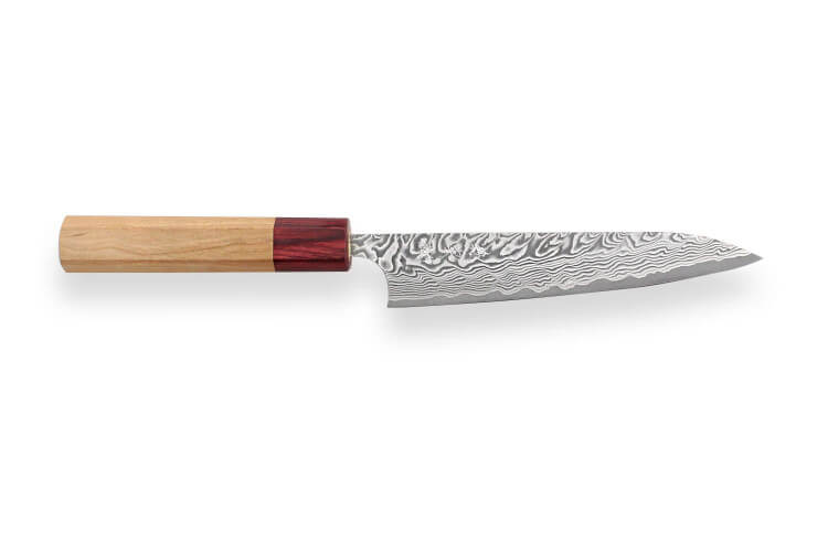 Couteau universel japonais artisanal Yoshimi Kato 15cm SG2 Damascus cerisier