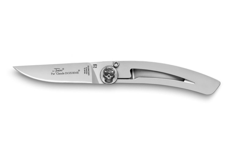 Couteau pliant Le Thiers tout inox tête de mort 10,5cm