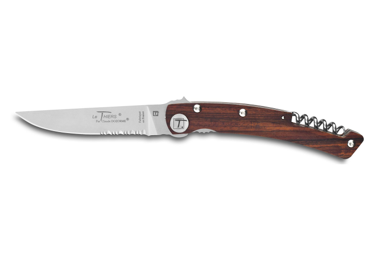 Couteau pliant semi dentel&eacute; Le Thiers Liner Lock Claude Dozorme vallernia 12,5cm